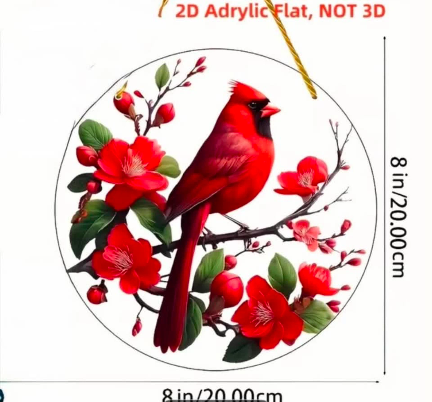 2D acrylic sun catchers, cardinal/flowers, new - photo 2