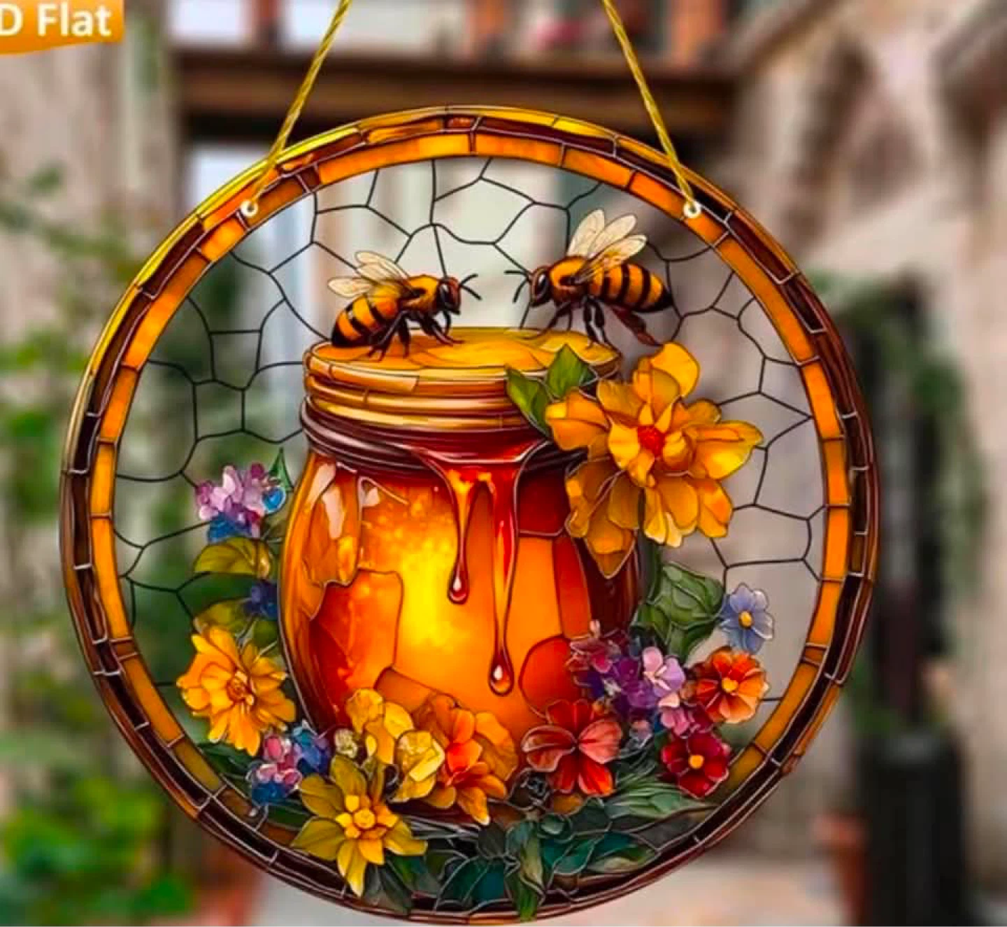 2D acrylic sun catcher. Honey bees, new