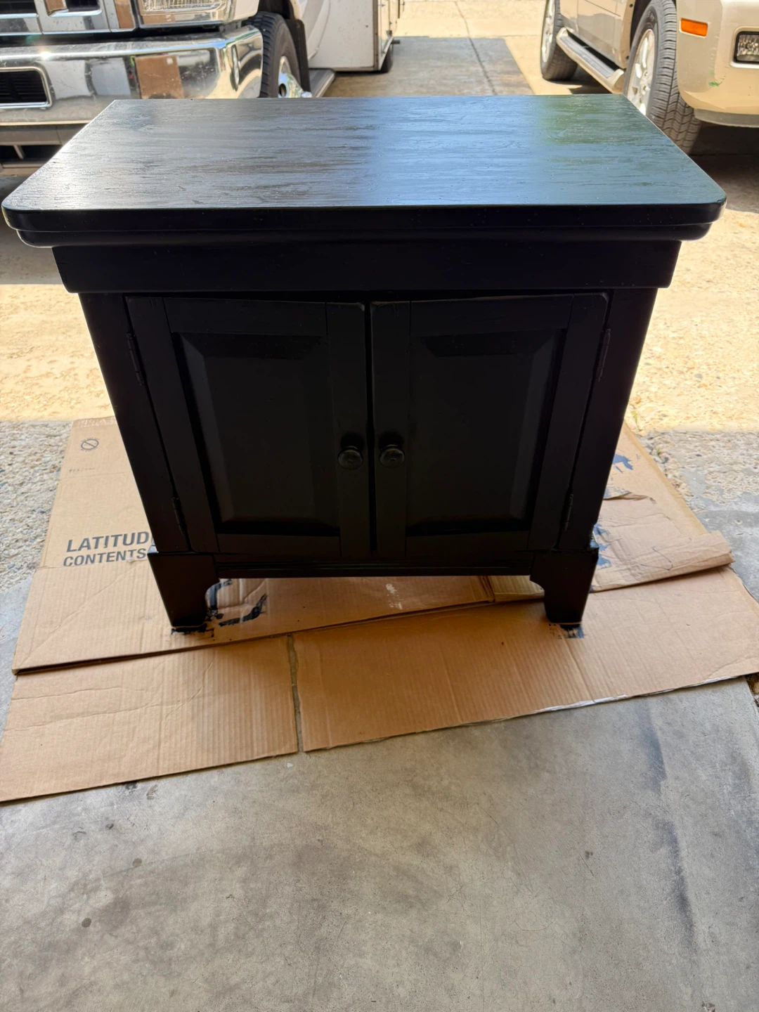 Black Two-Door Nightstand End Table