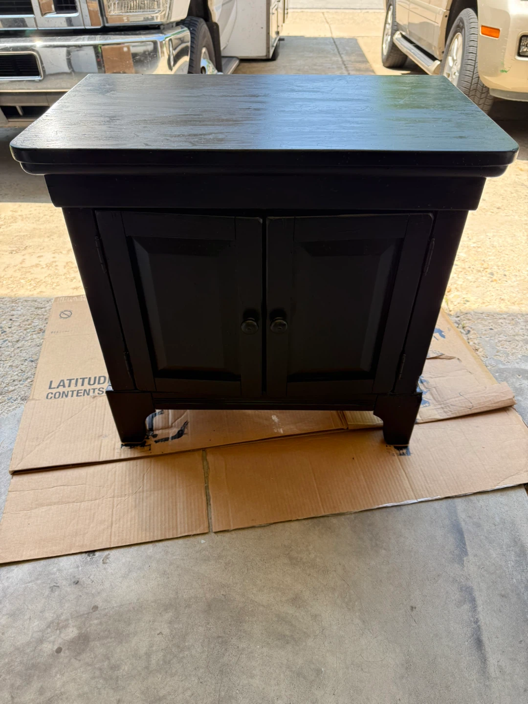 Black Two-Door Nightstand End Table - photo 2
