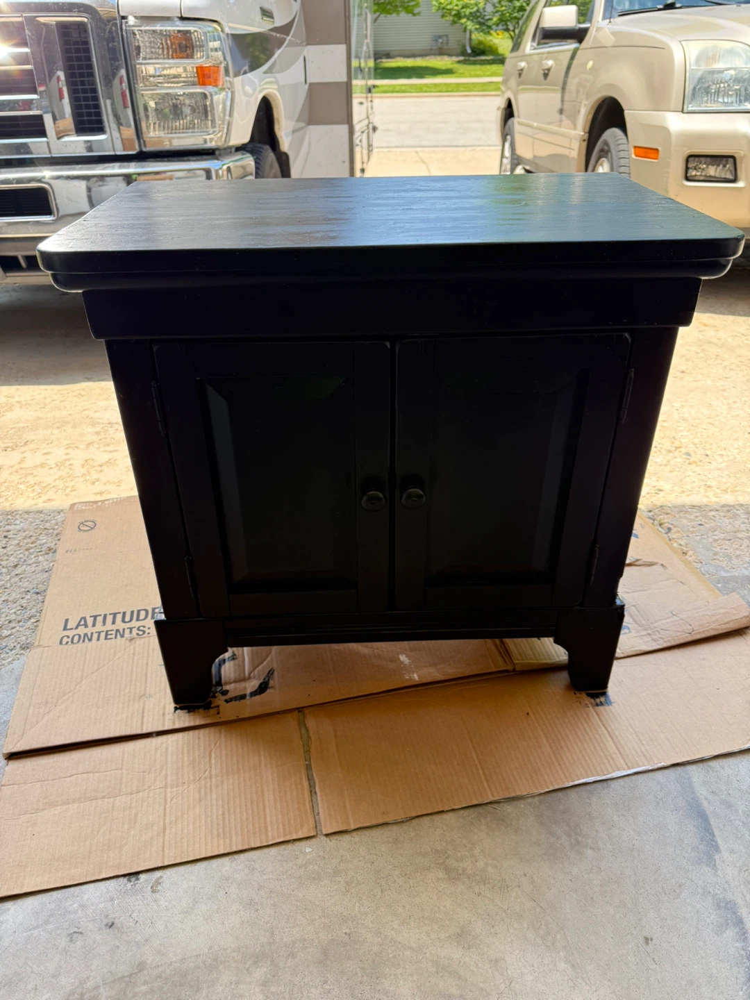 Black Two-Door Nightstand End Table - photo 5