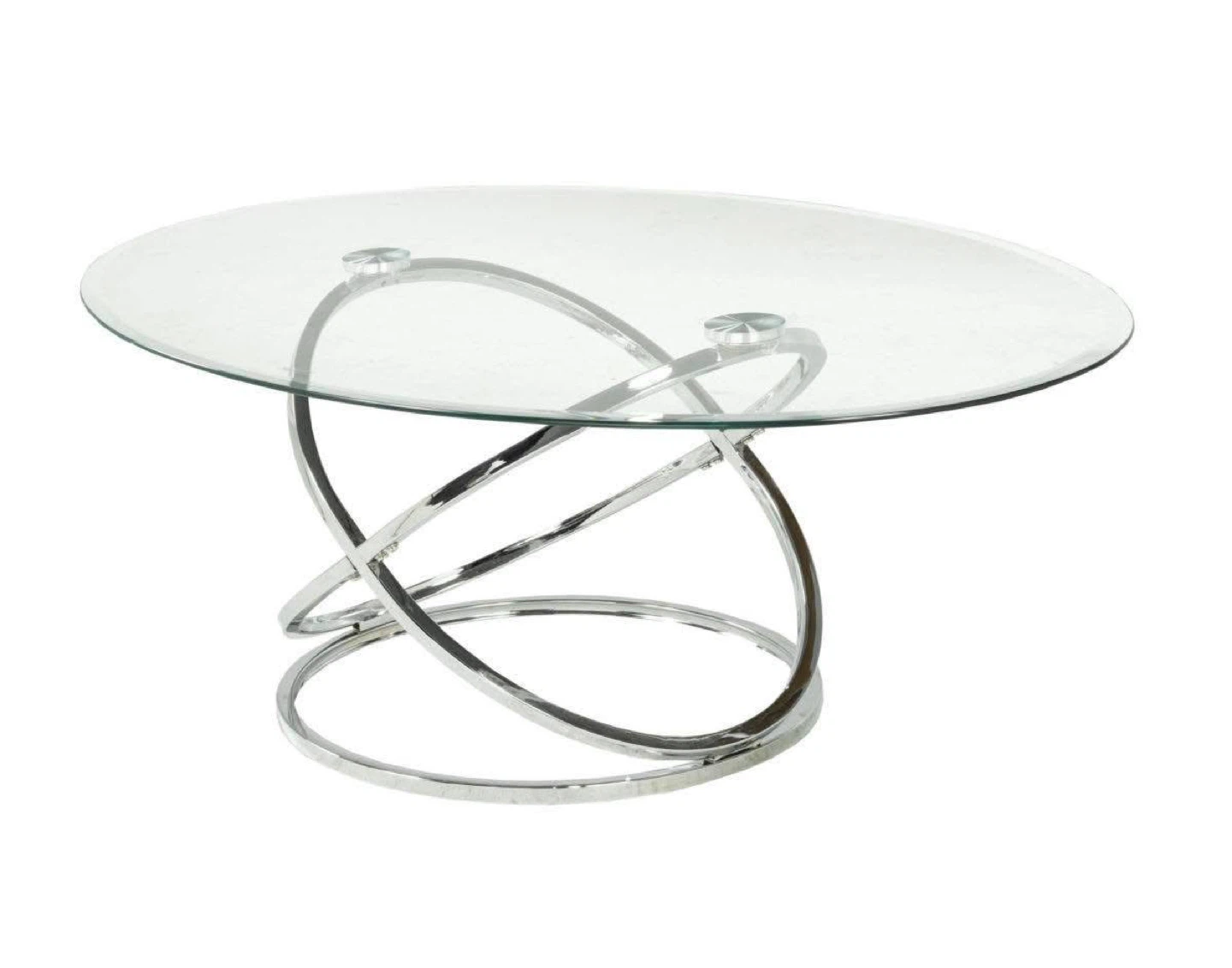 Glass Oval Coffee Table with Chrome Base