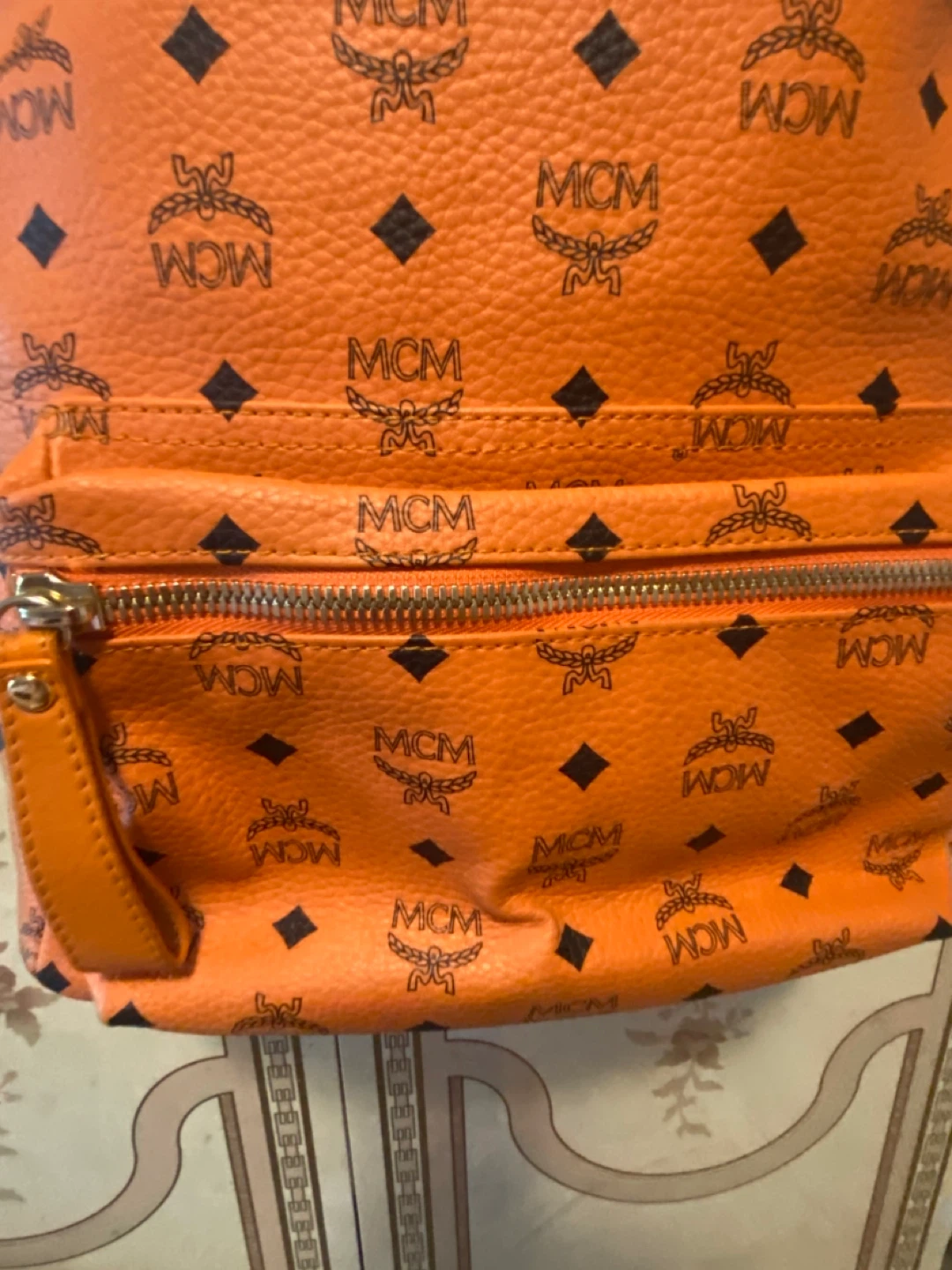 MCM Studded Visetos Backpack Orange - photo 2