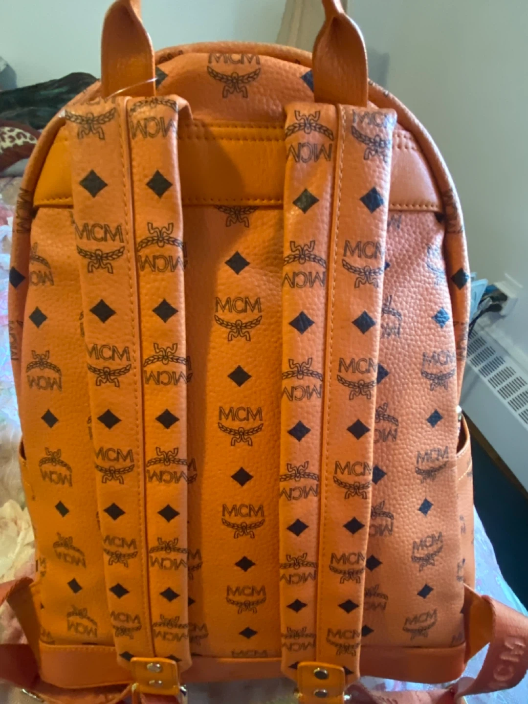 MCM Studded Visetos Backpack Orange - photo 5