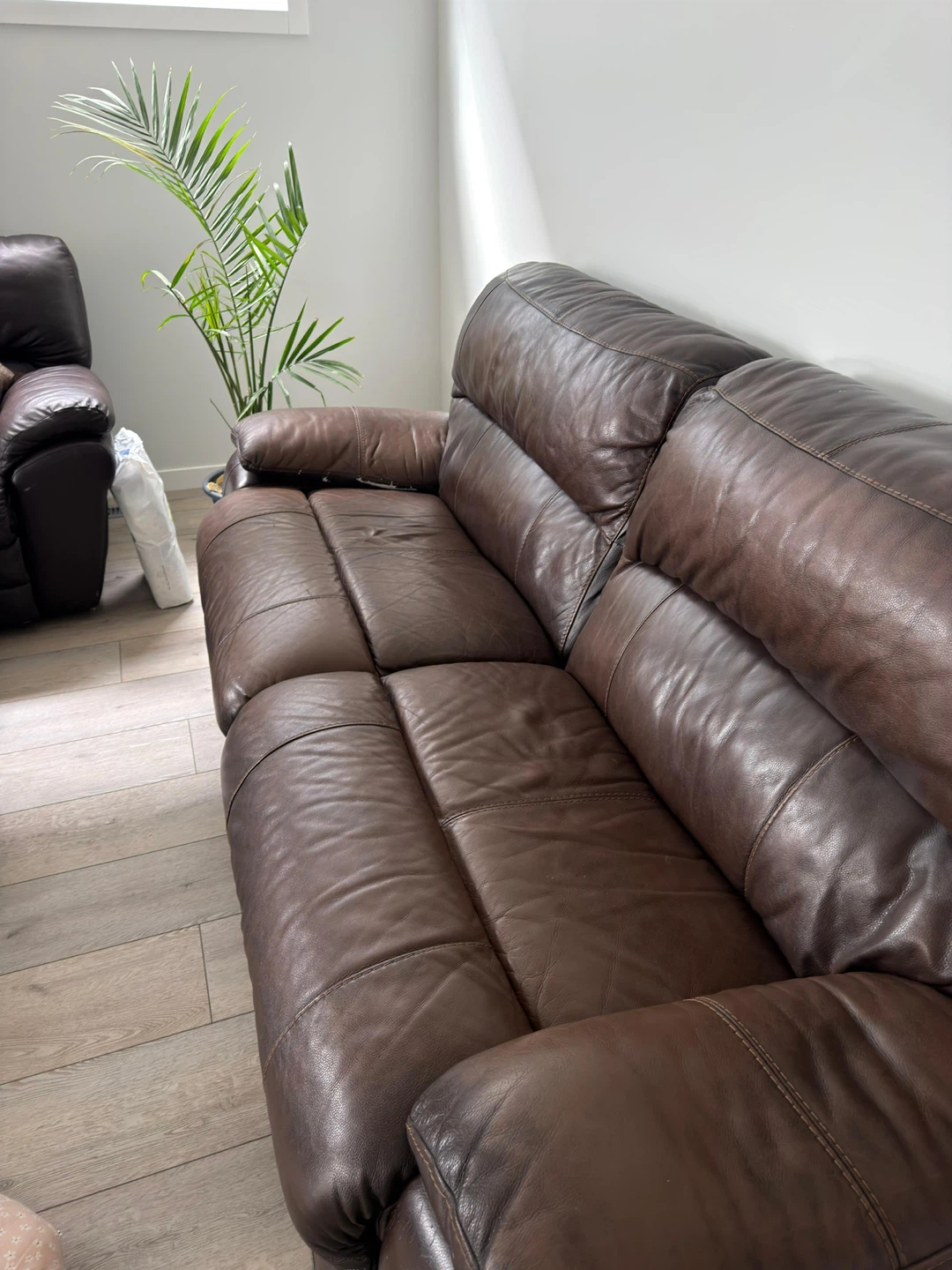 Brown Leather Sofa - photo 3