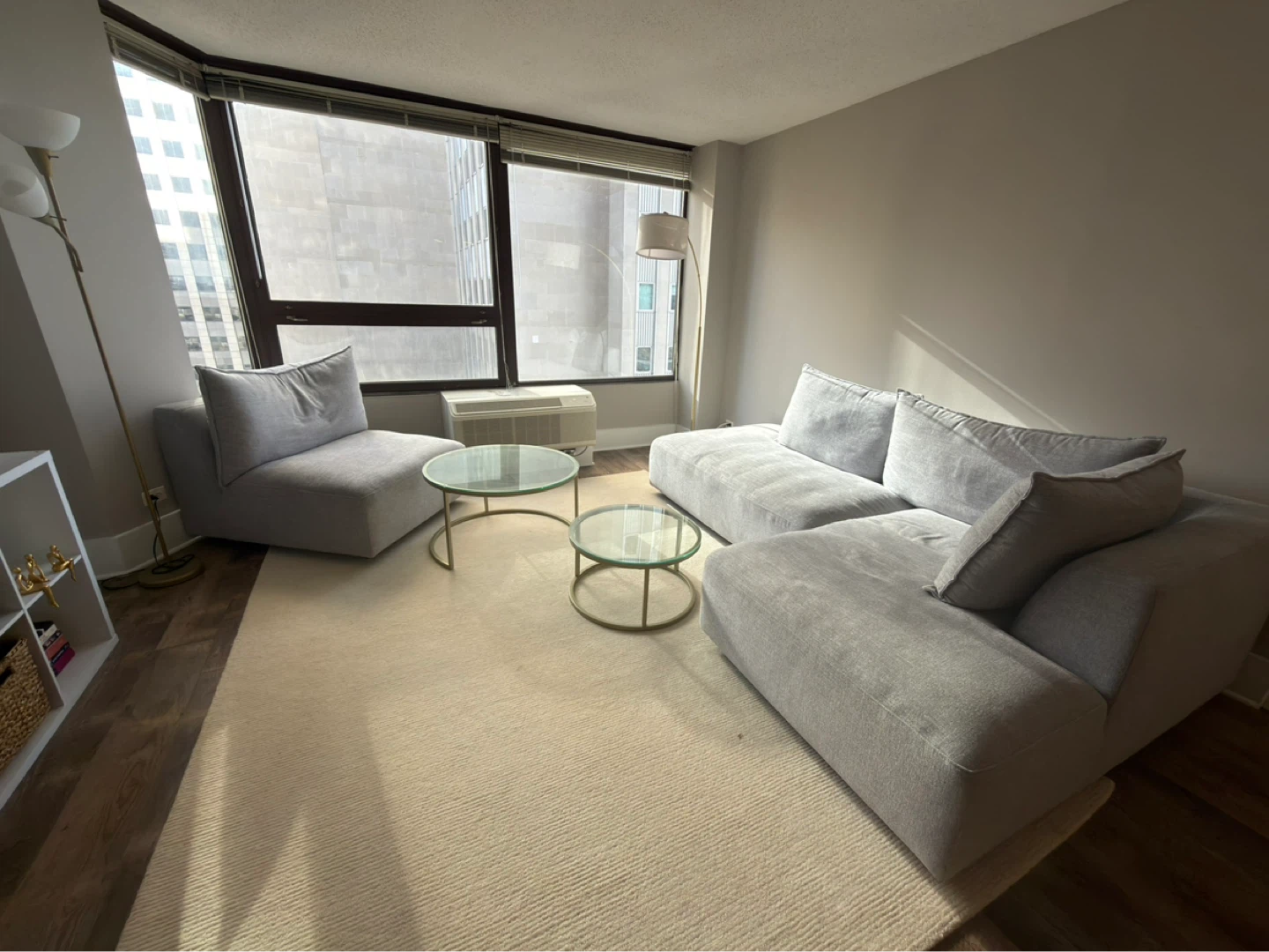 Modular 3 Piece Sectional Sofa Light Grey