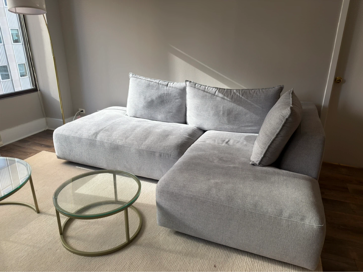 Modular 3 Piece Sectional Sofa Light Grey - photo 2