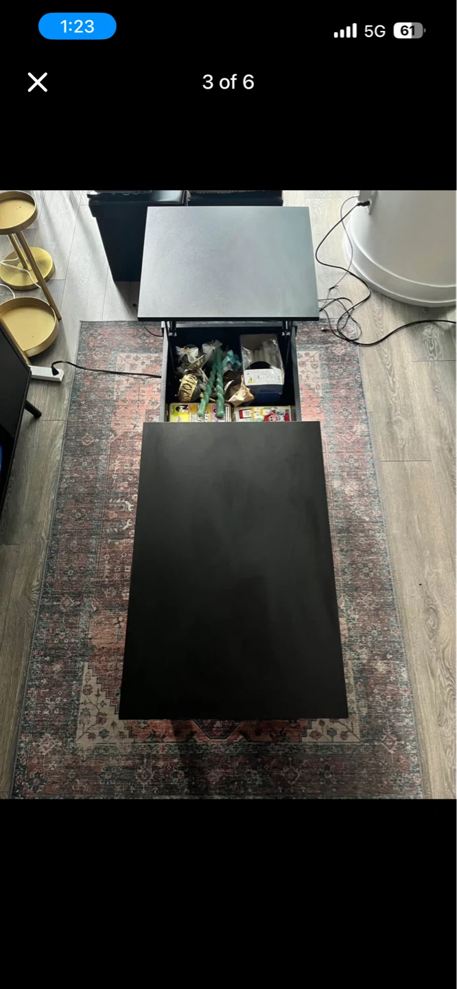 Black Lift Top Coffee Table with Storage - photo 3