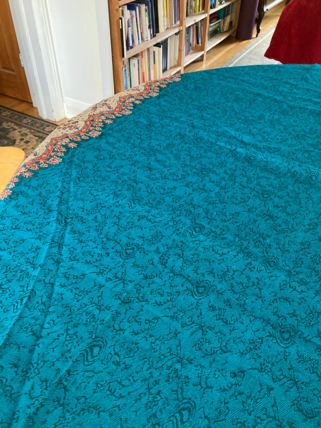 NEW Teal Paisley Tablecloth with Fringe - photo 4