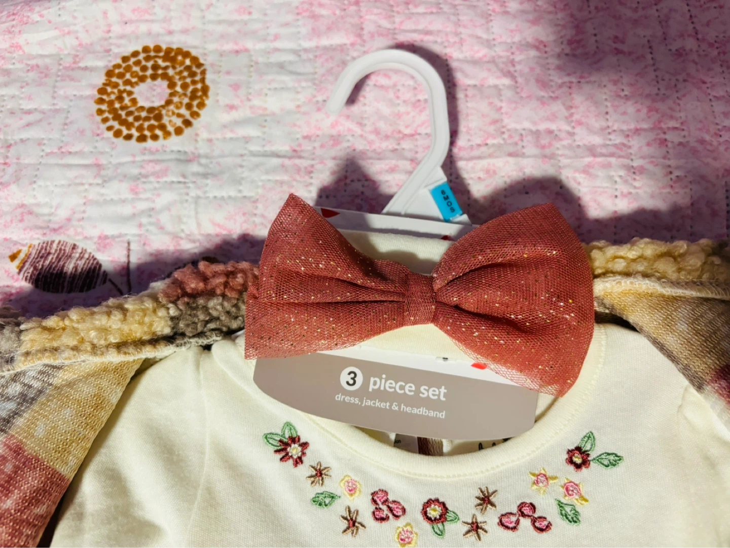 Baby Girl 3 Piece Dress, Jacket & Headband Set - photo 4