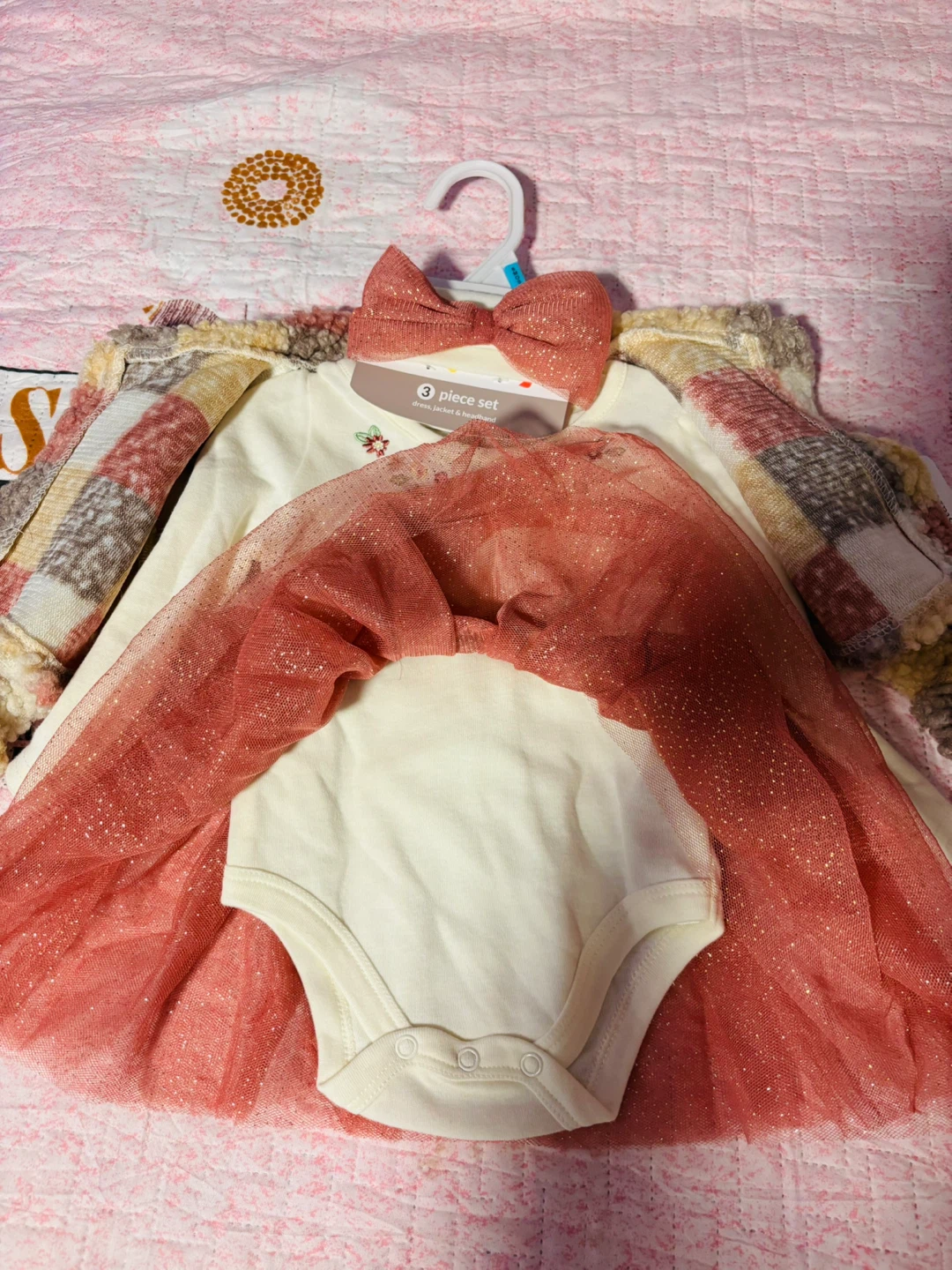 Baby Girl 3 Piece Dress, Jacket & Headband Set - photo 3