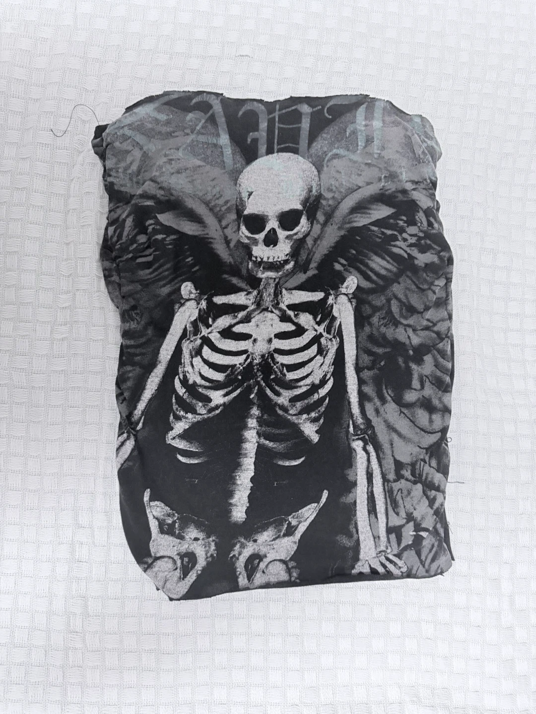 Cutout Black and Grey Gothic Skeleton Wing Tube Top