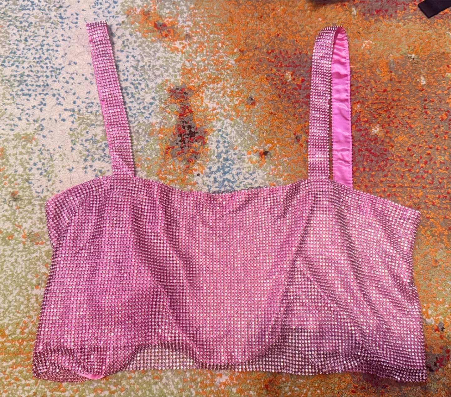 Brand new Pink Rhinestone Halter Top. Size M/L - photo 2