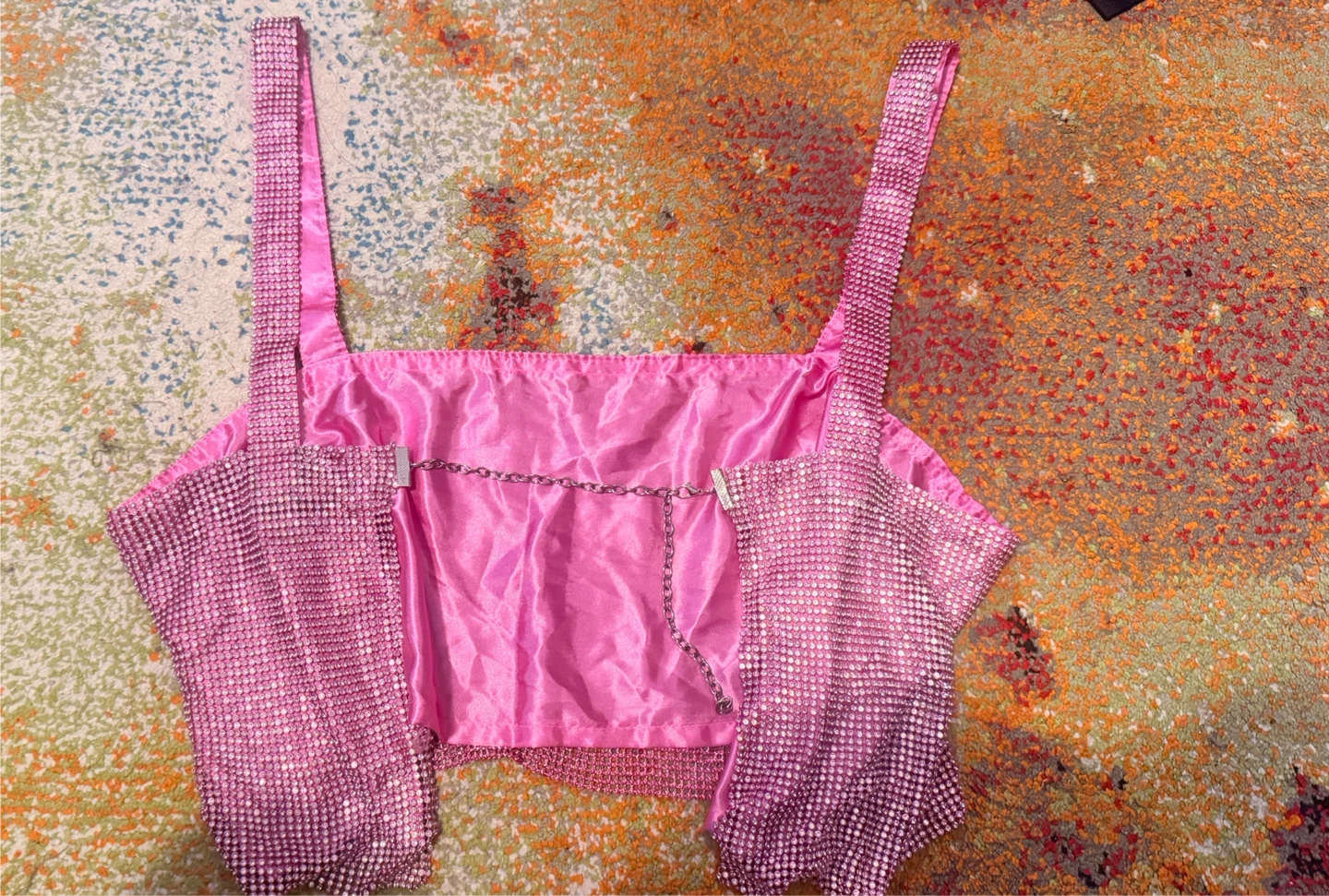 Brand new Pink Rhinestone Halter Top. Size M/L - photo 3