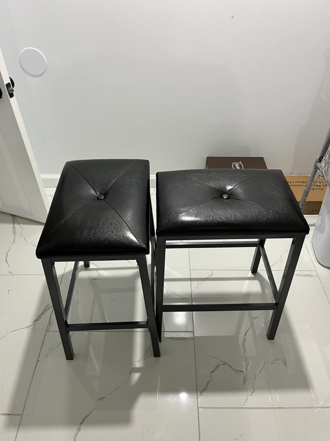 Black Faux Leather Counter Stools (Set of 2) - photo 2