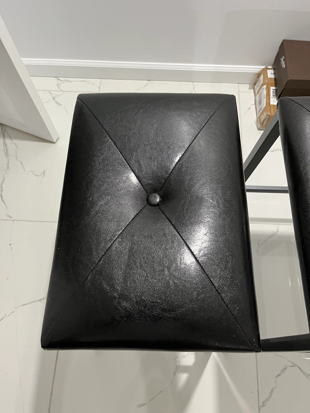 Black Faux Leather Counter Stools (Set of 2) - photo 3