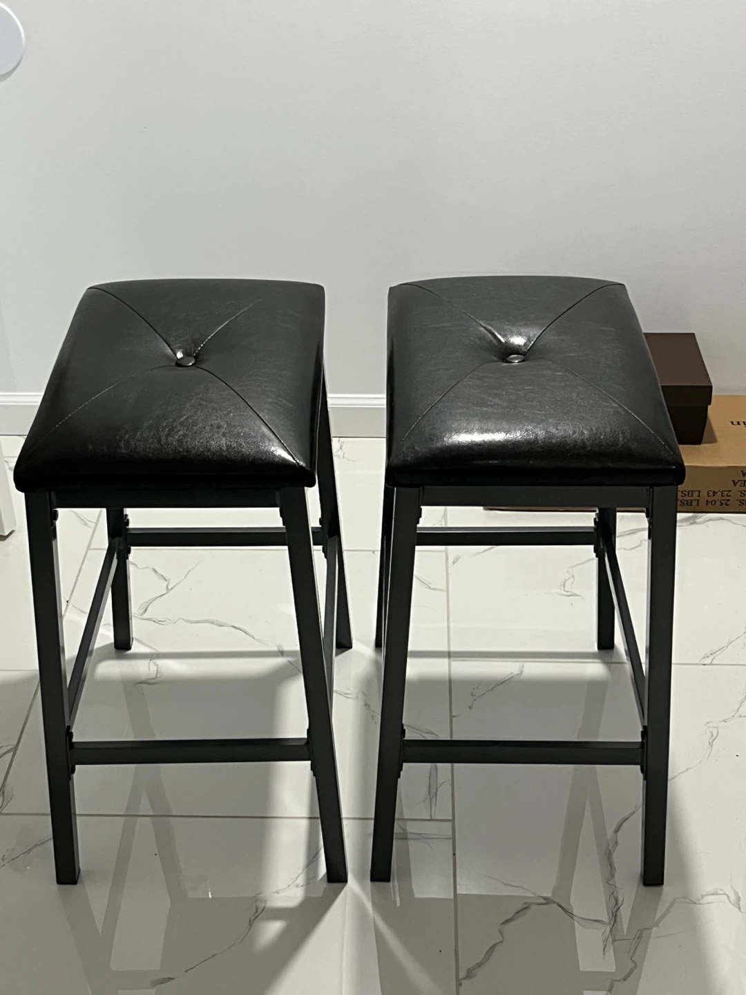 Black Faux Leather Counter Stools (Set of 2) - photo 4