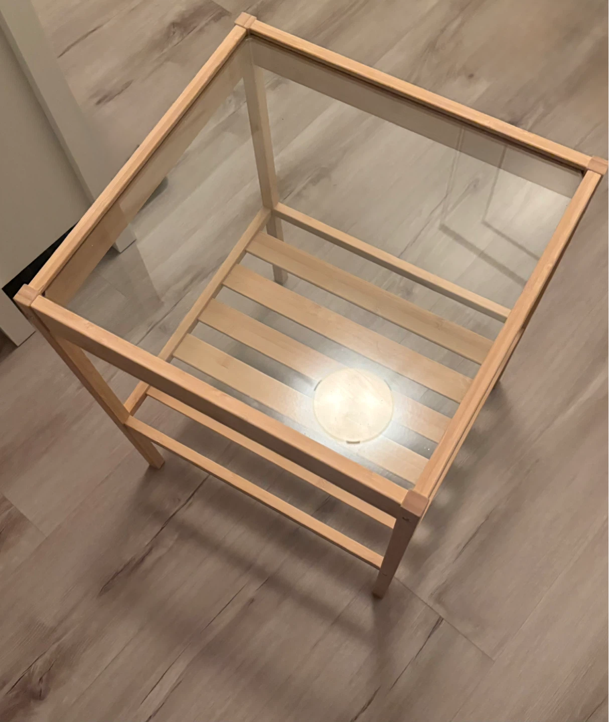 2 Wooden Side Table with Glass Top - photo 2