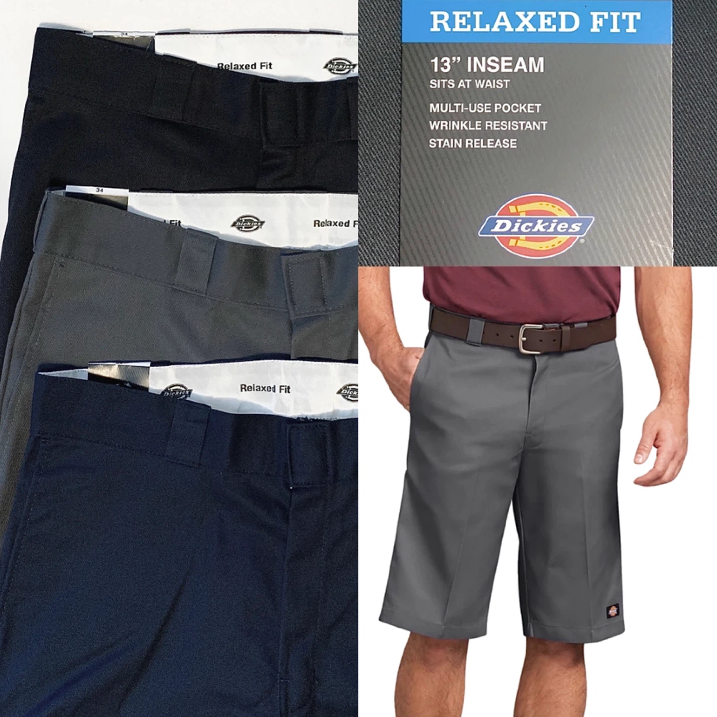 Dickies Mens Shorts Size 30, 34, 38 Relaxed Fit 13” Inseam NEW