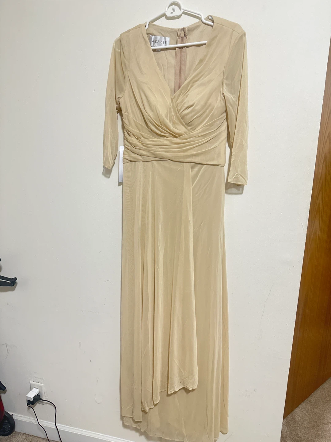 Azazie Champagne Maxi Dress Size 10