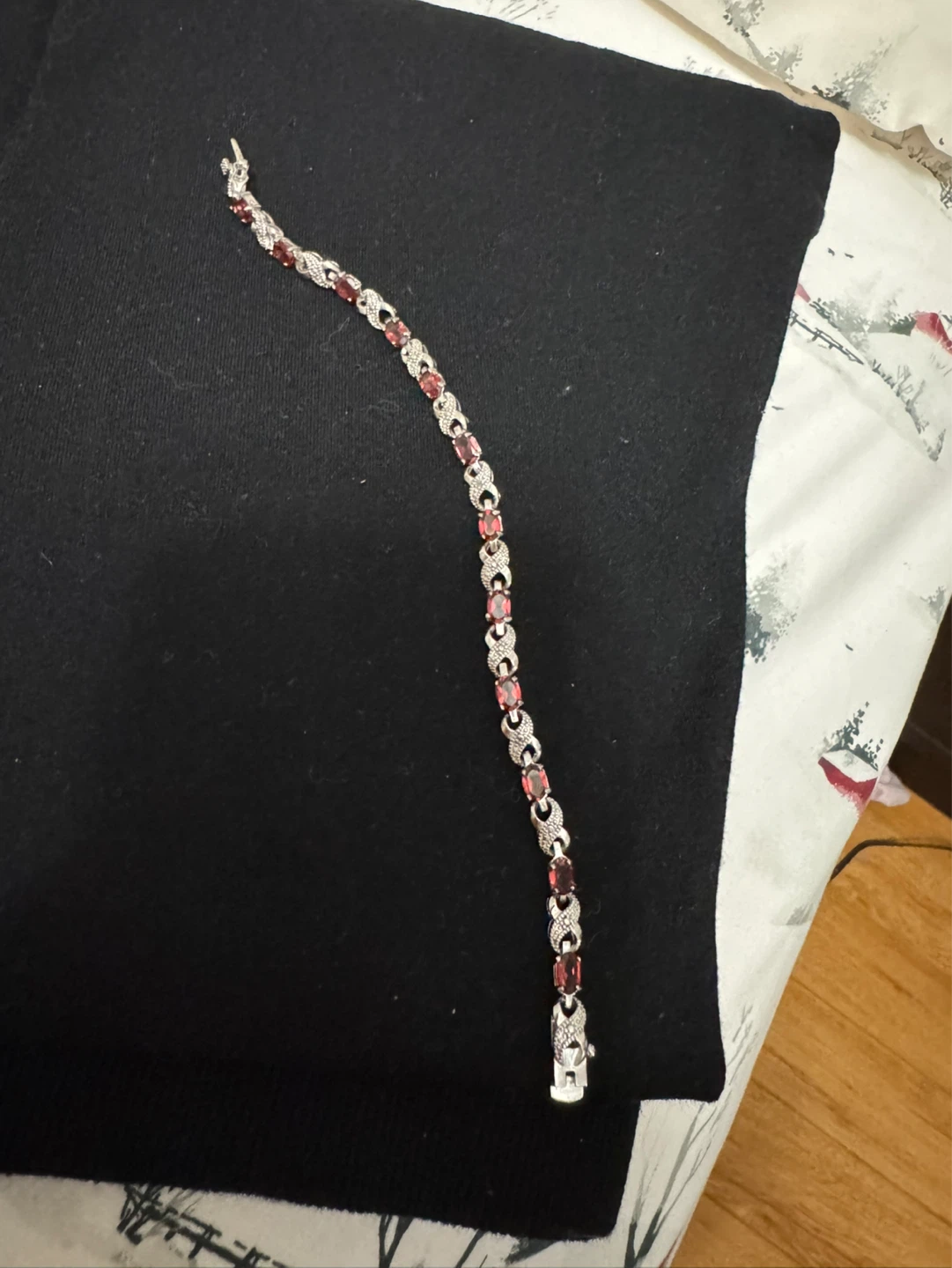 Silver Bracelet with Red Stones - photo 4