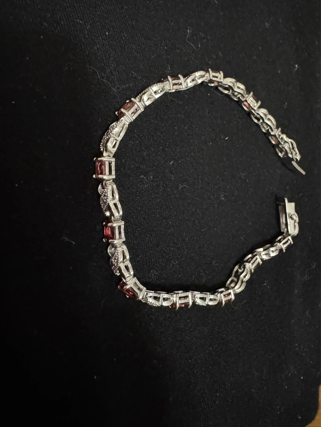 Silver Bracelet with Red Stones - photo 3