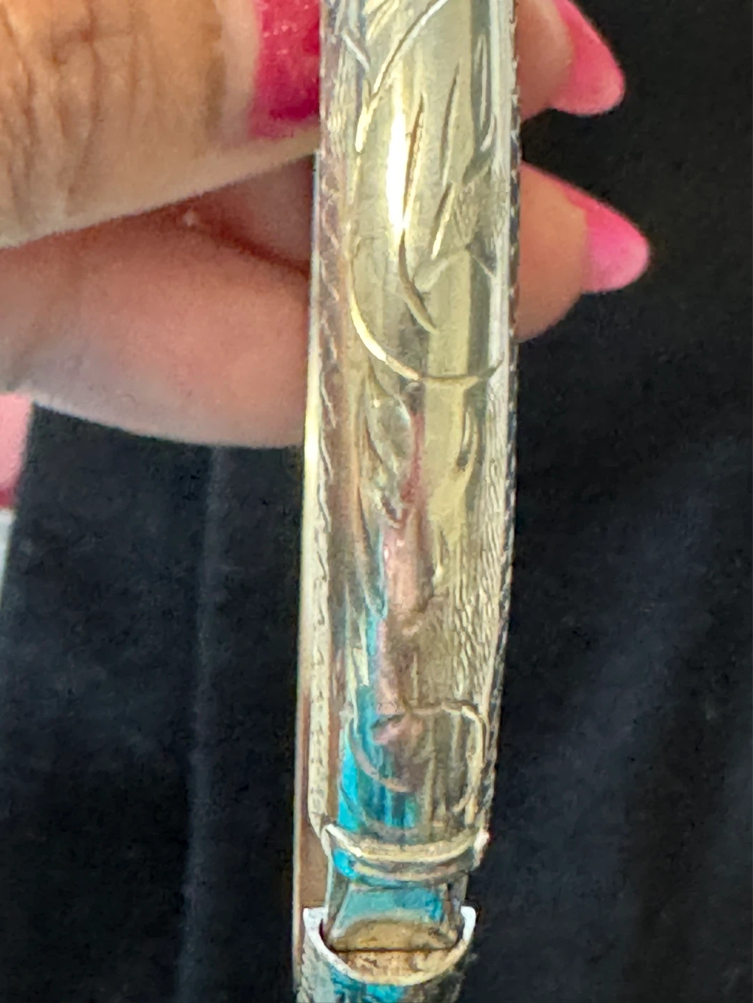 Silver 925 Engraved Bangle Bracelet - photo 5