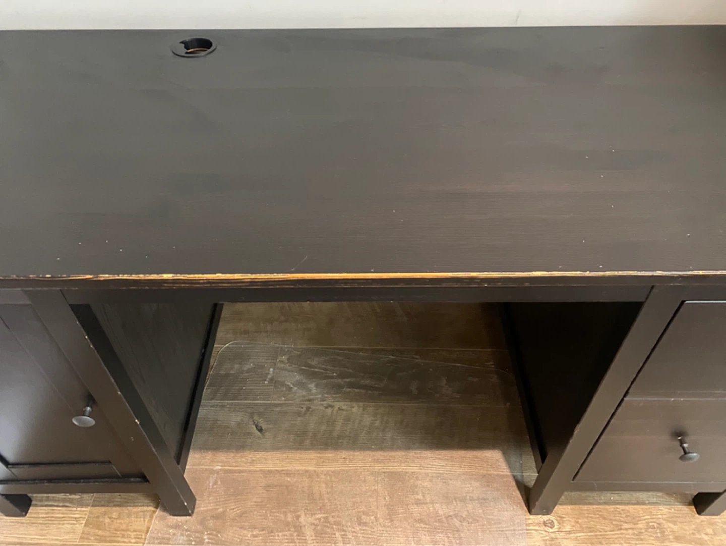 Black Hemnes IKEA desk with drawers and cabinet - photo 2