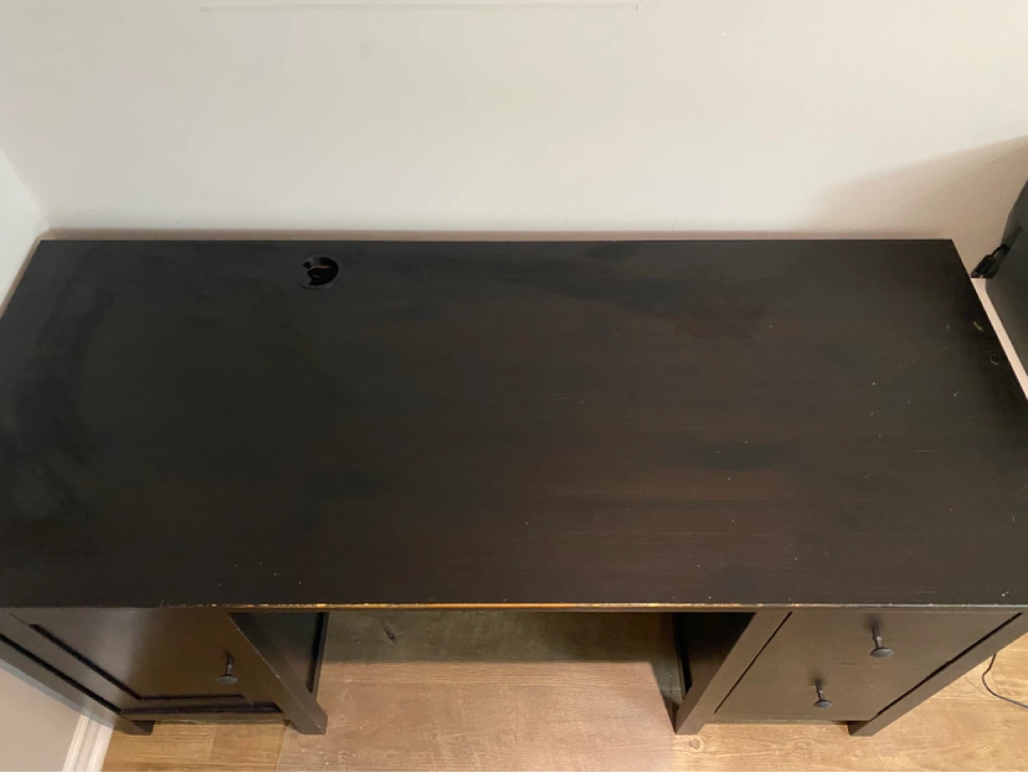 Black Hemnes IKEA desk with drawers and cabinet - photo 3
