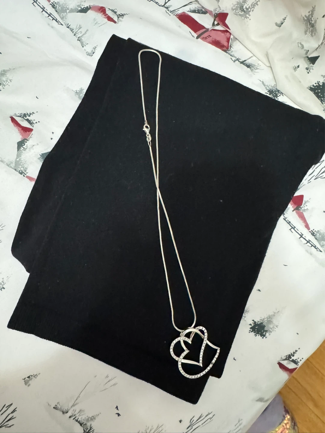 Sterling Silver Double Heart Pendant Necklace - photo 5