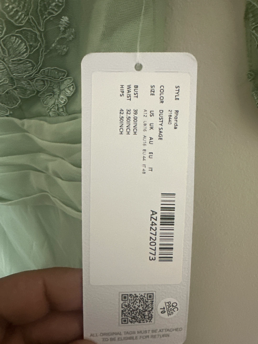 Azazie Gown Dusty Sage Size 10 - photo 5