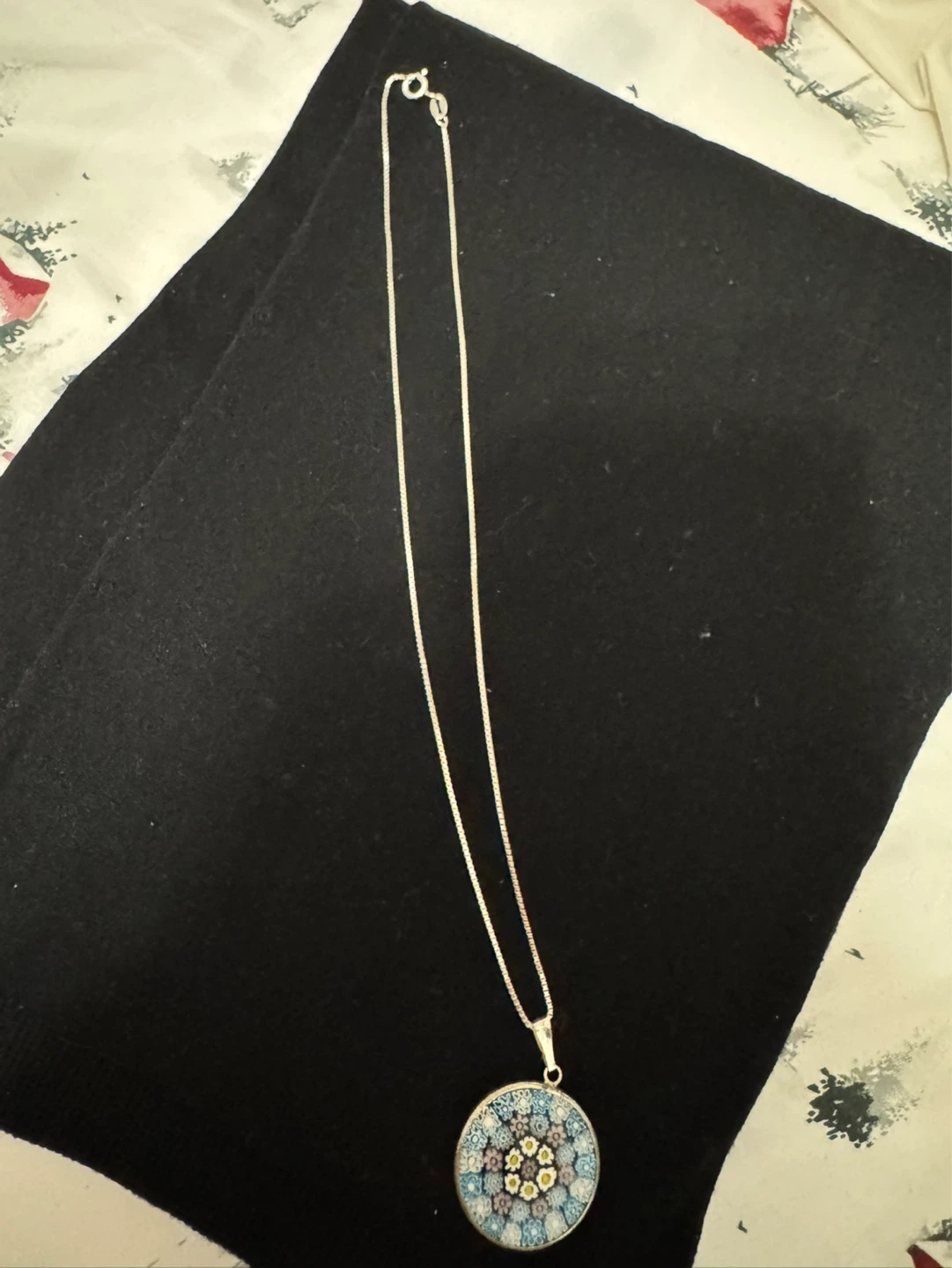 Sterling Silver Pendant Necklace with Millefiori Design - photo 3