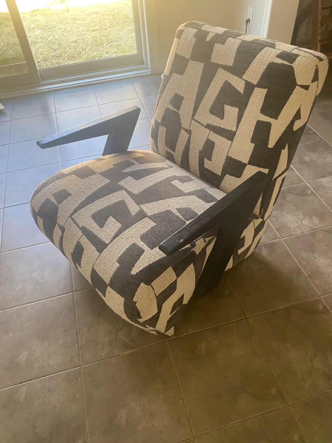 Designer Armchair with Geometric Pattern - photo 5