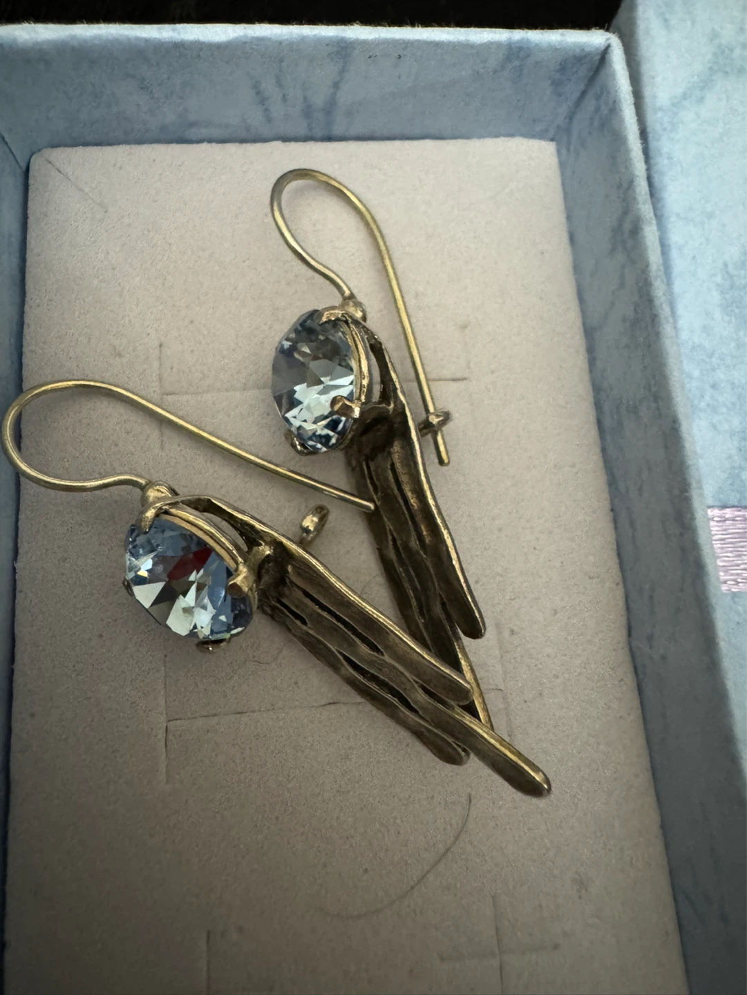 Blue Crystal Dangle Earrings 925 silver - photo 2