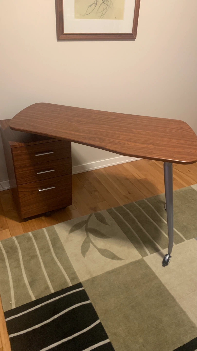 Wood-like Desk with 3 Drawer Filing Cabinet - photo 2
