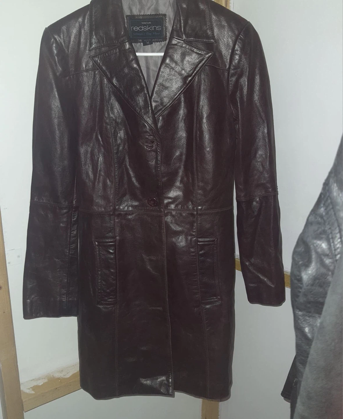 Redskins Leather Trench Coat Women's Size M