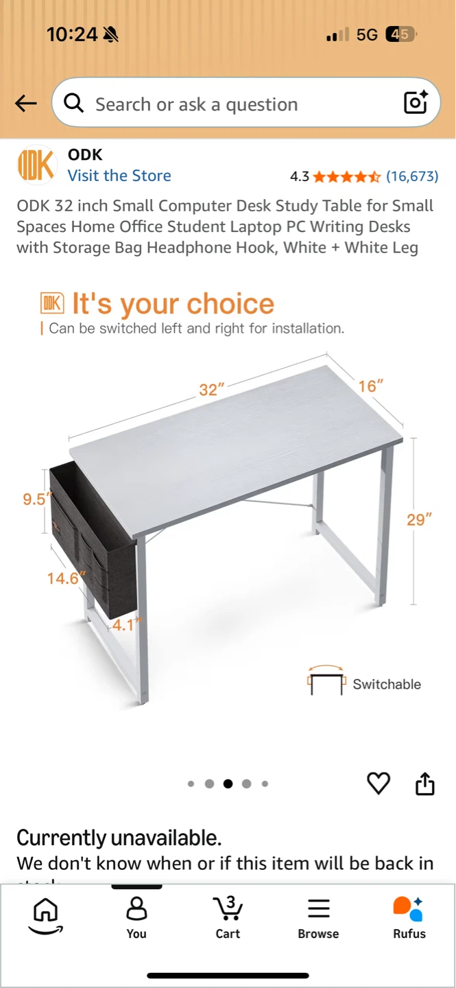 ODK 32 inch Small Computer Desk Study Table - photo 2