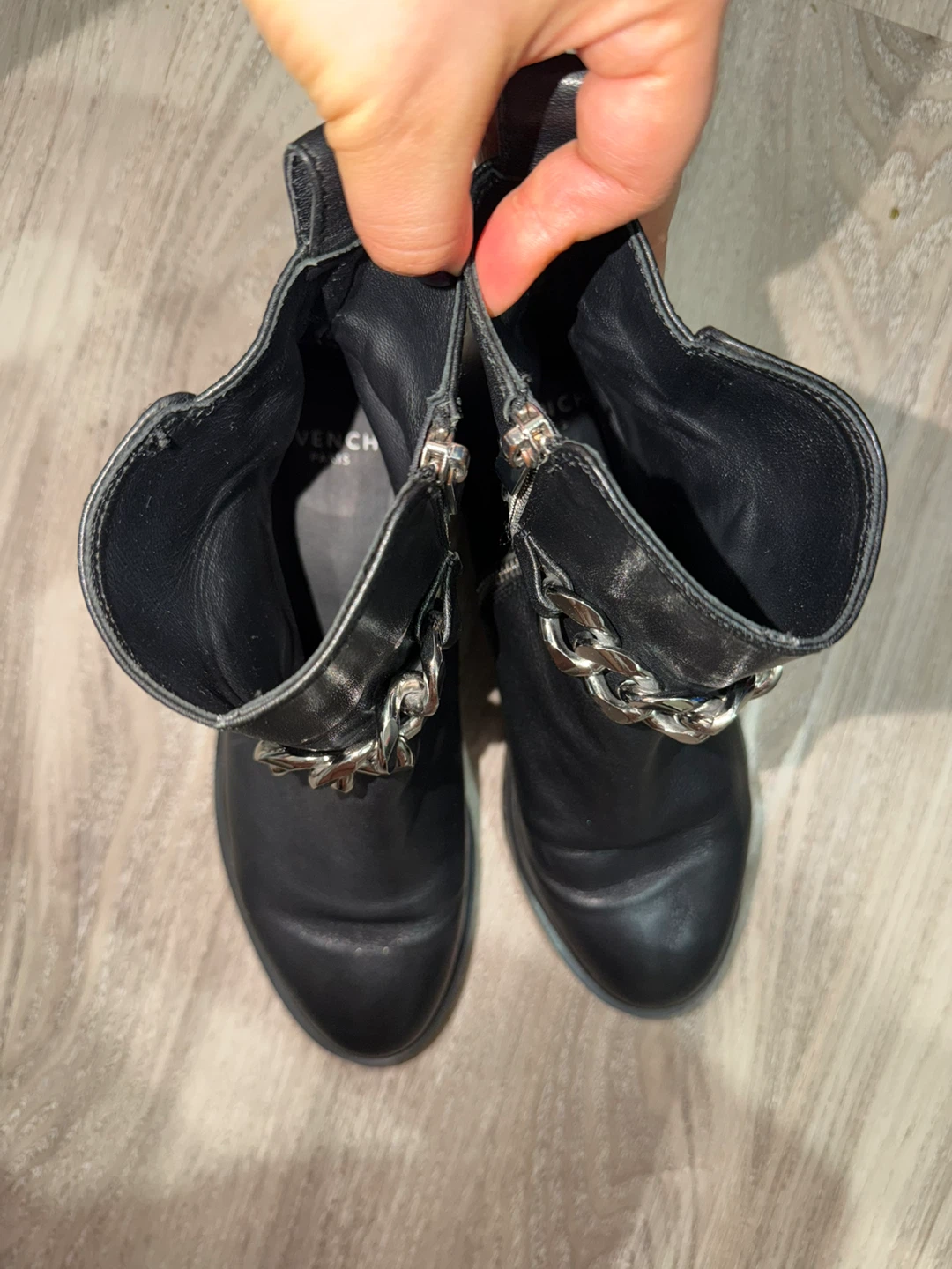 Givenchy Black Leather Chain Ankle Boots - photo 2