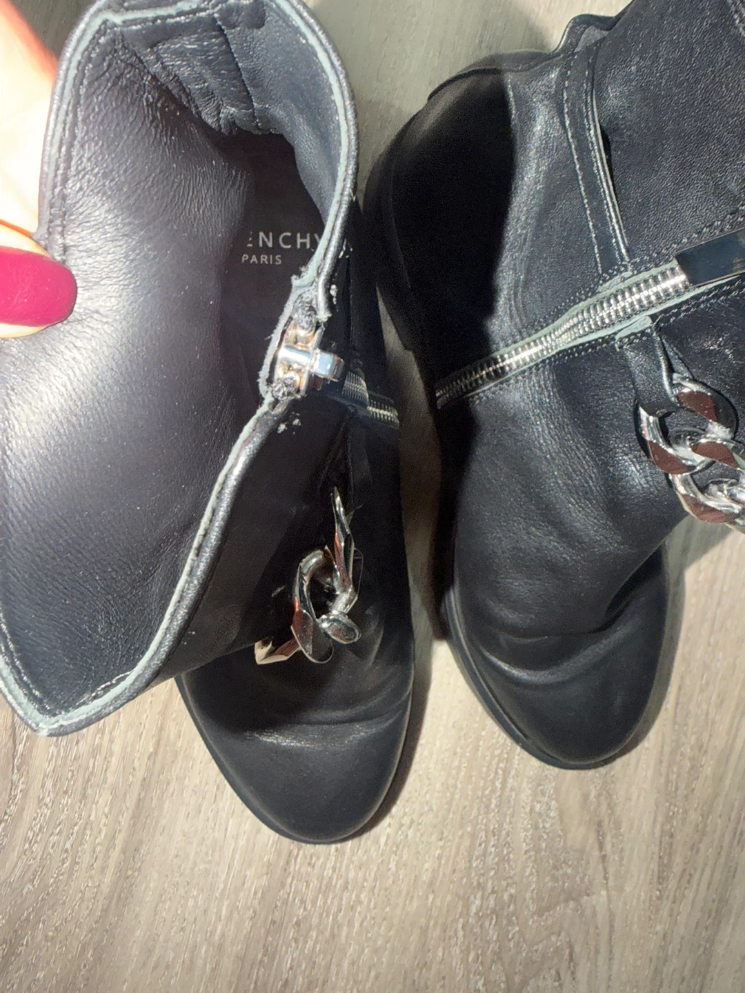 Givenchy Black Leather Chain Ankle Boots - photo 3