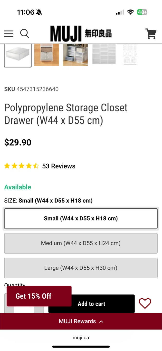 MUJI Polypropylene Storage Closet Drawer (total of 4) - photo 3