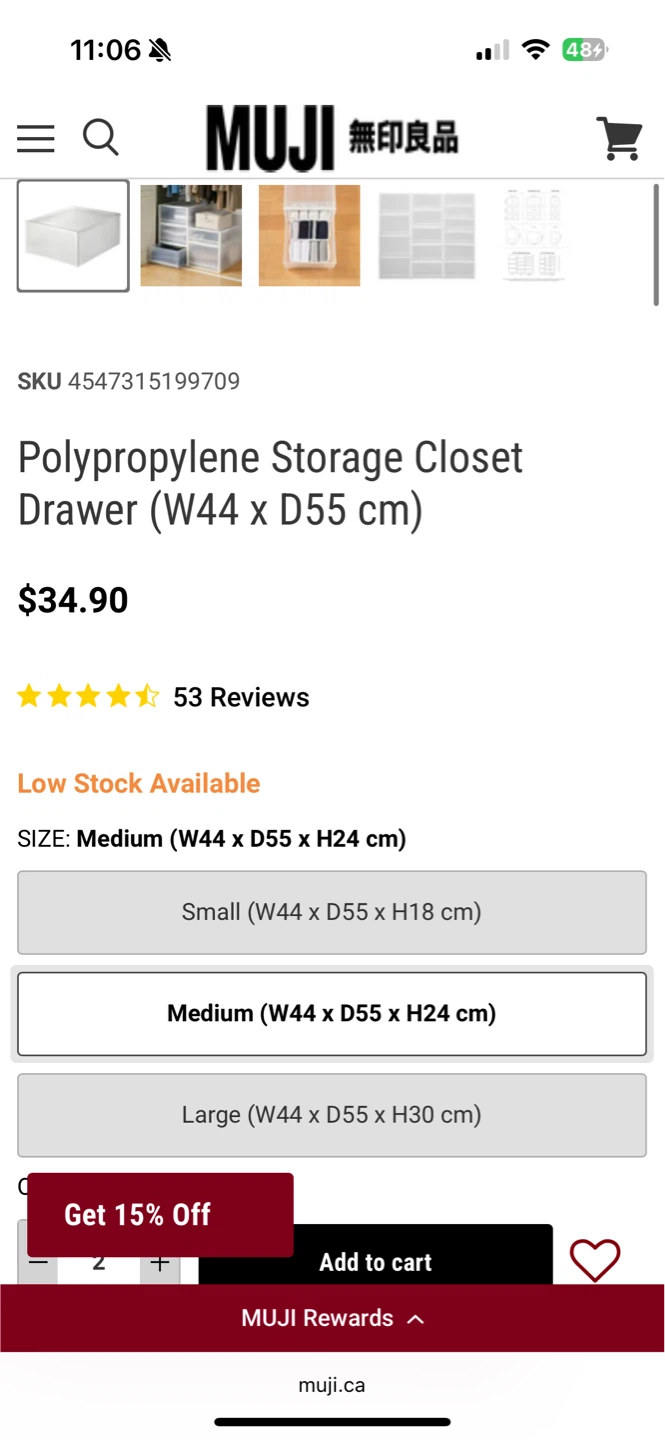 MUJI Polypropylene Storage Closet Drawer (total of 4) - photo 4