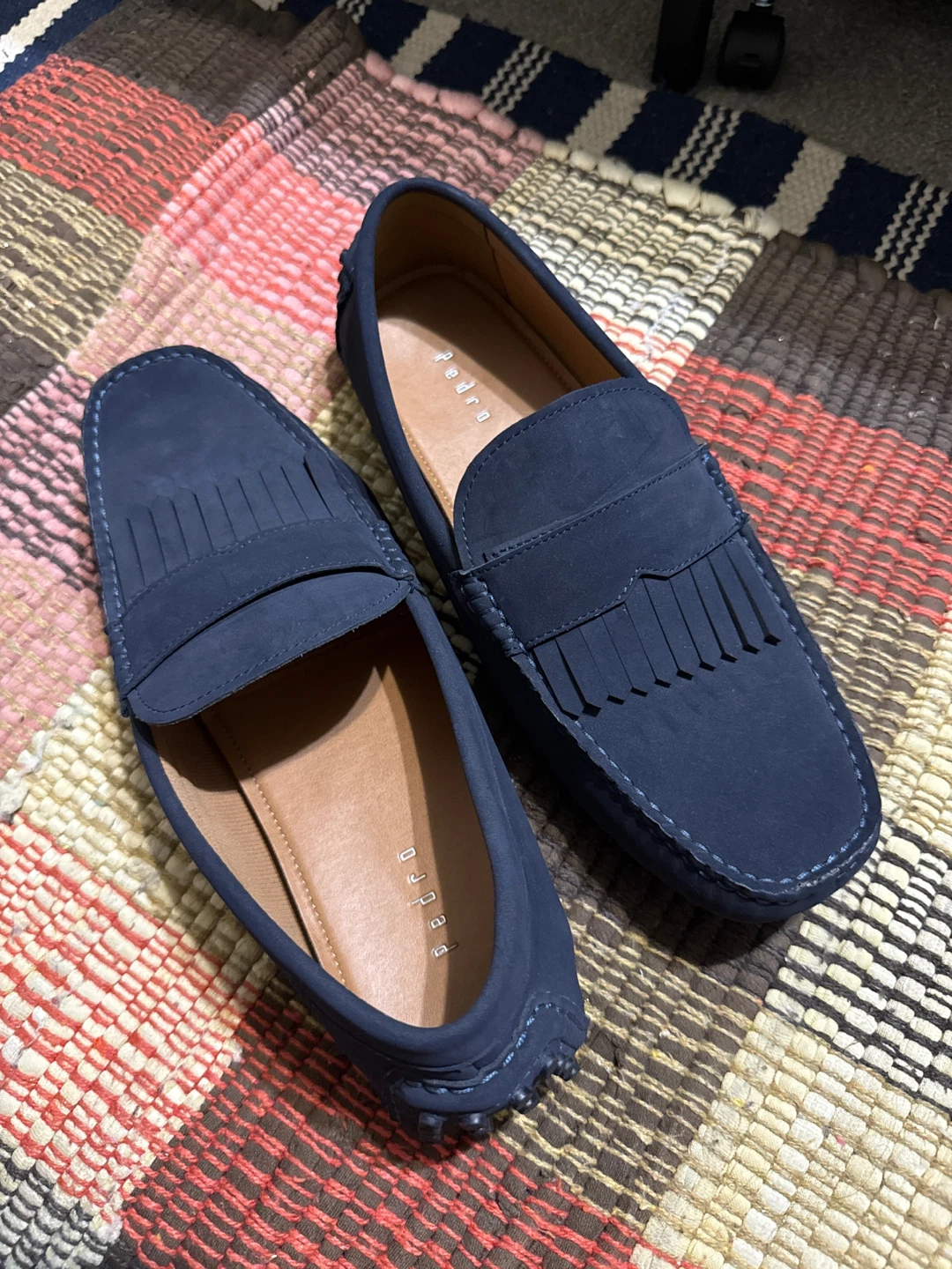Pedro Navy Blue Suede Loafers