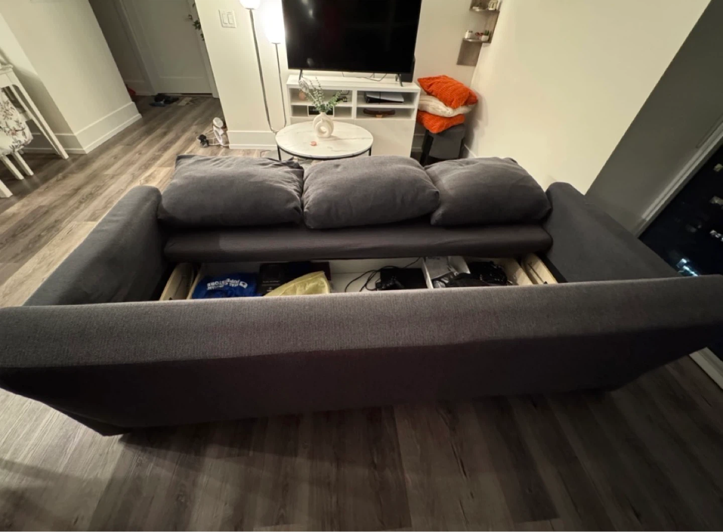 IKEA Grey Sofa Bed with Storage - photo 3