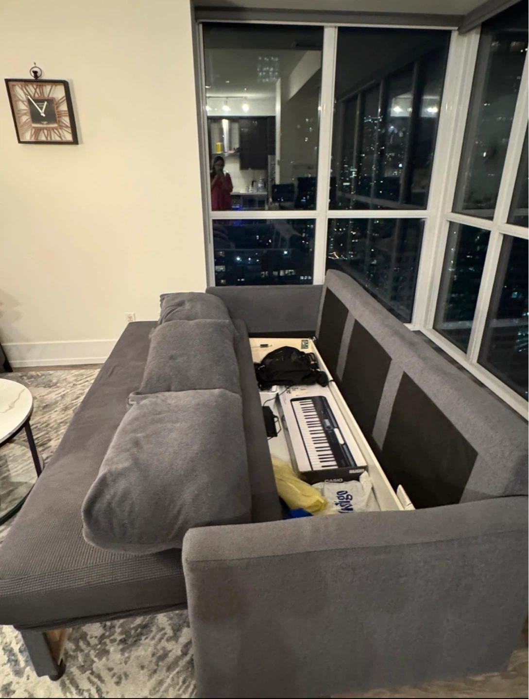 IKEA Grey Sofa Bed with Storage - photo 4