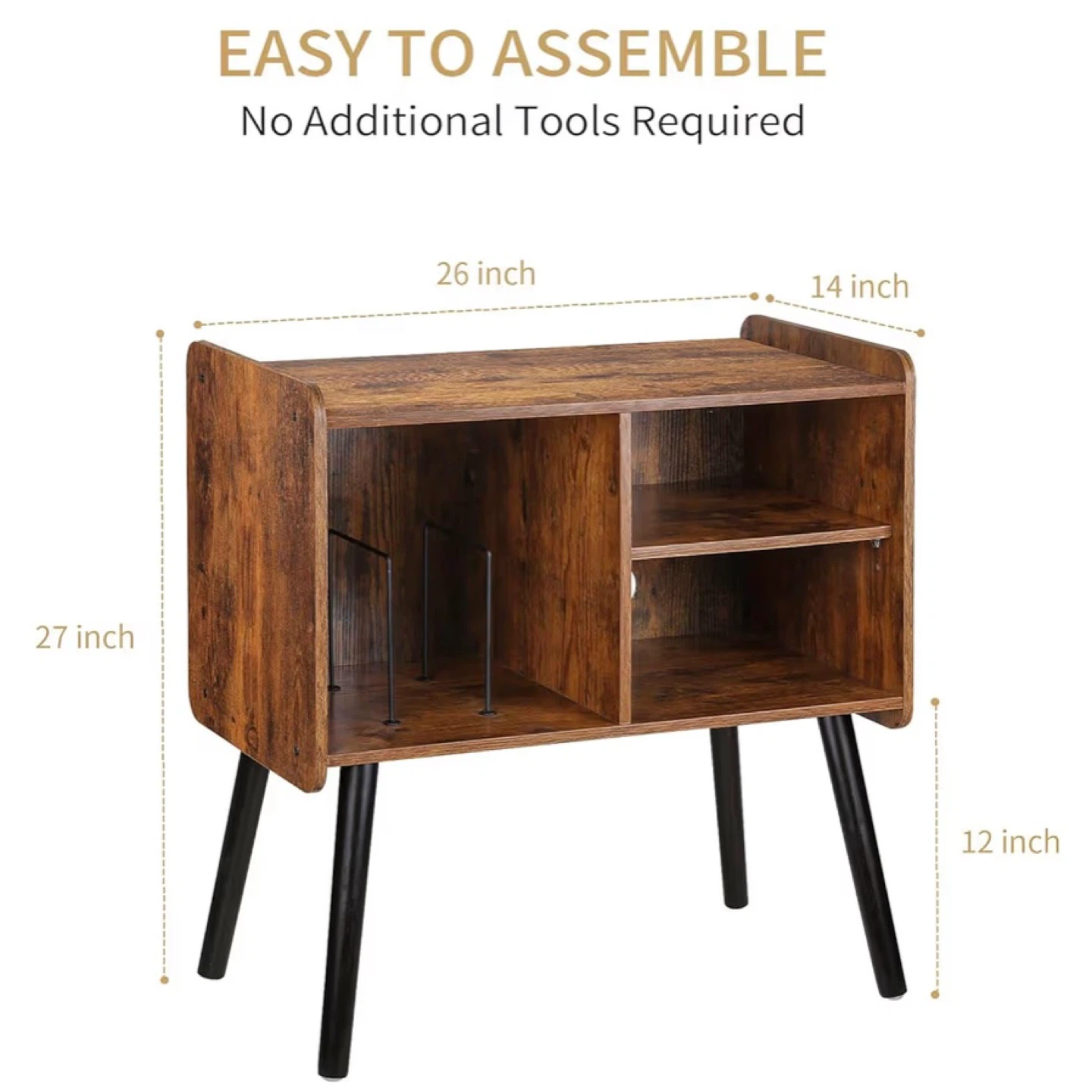 Retro Record Player Stand & Storage Shelf - photo 3