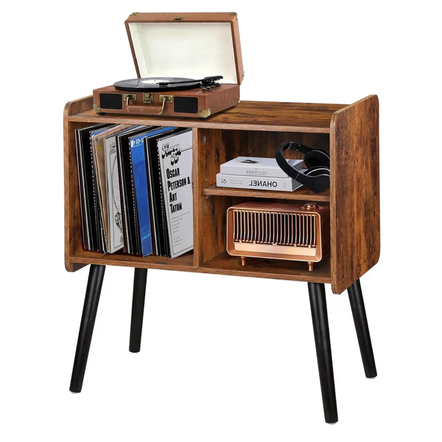Retro Record Player Stand & Storage Shelf - photo 2