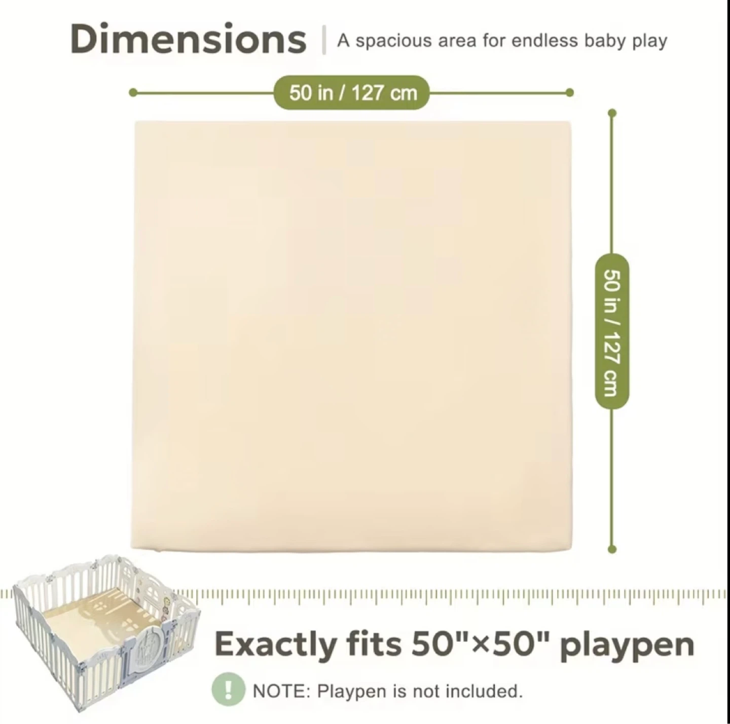 ZICOTO Playpen Mat 50x50 Inch Cream - photo 3