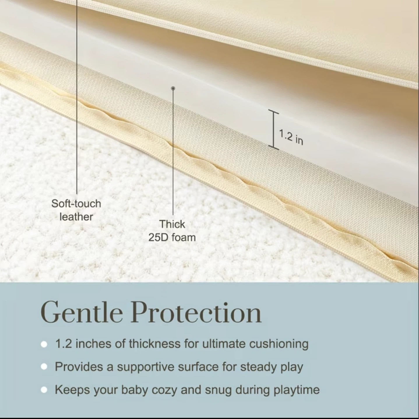 ZICOTO Playpen Mat 50x50 Inch Cream - photo 4