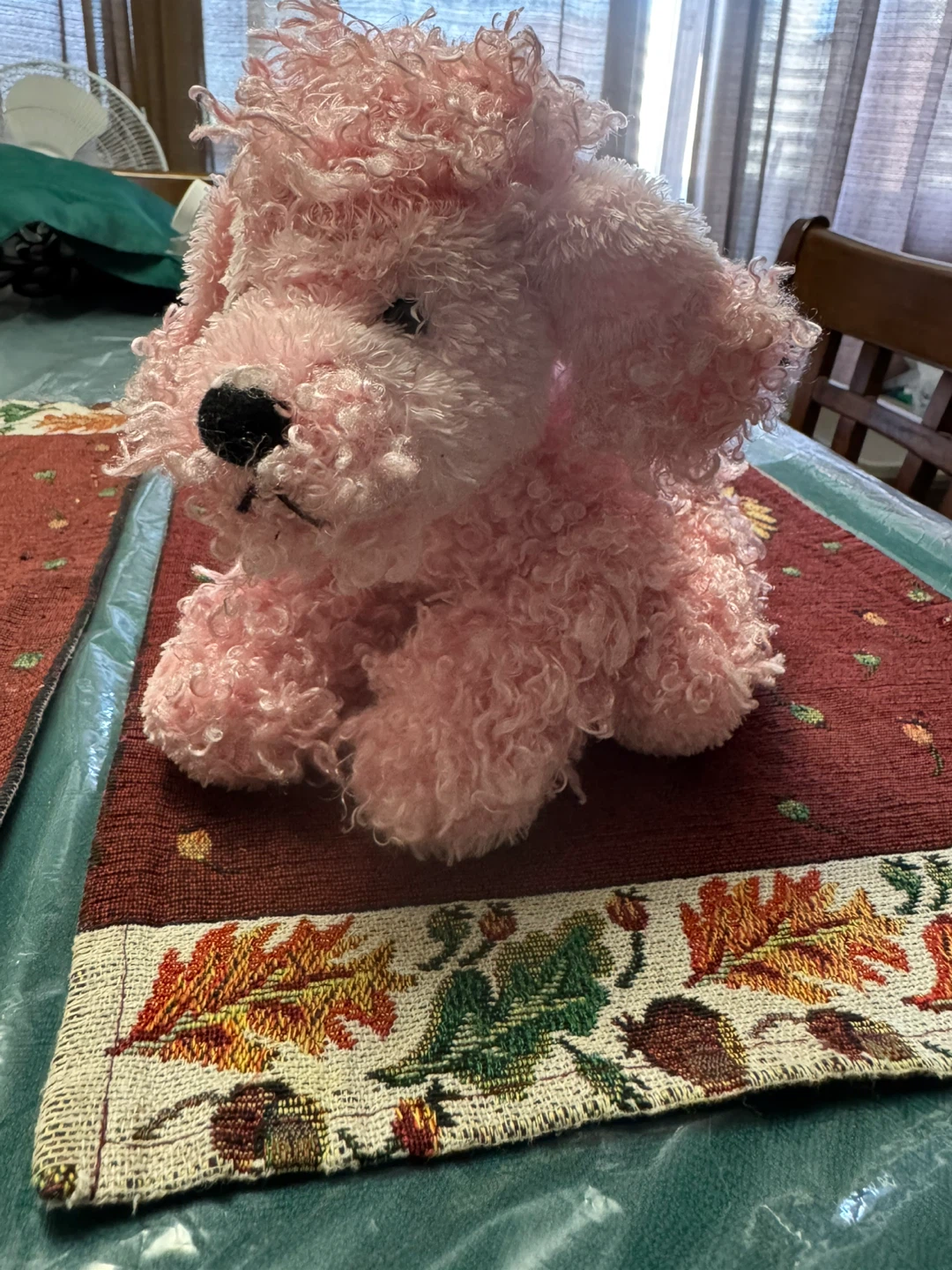 Ganz Pink Curly Stuffed Dog