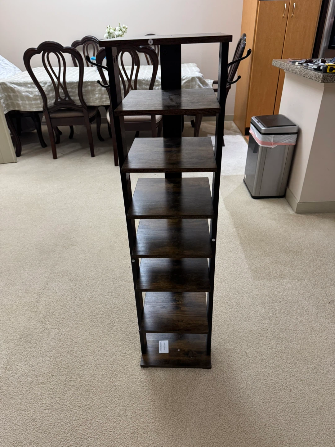 Industrial Style 5-Tier Bookshelf with Hooks